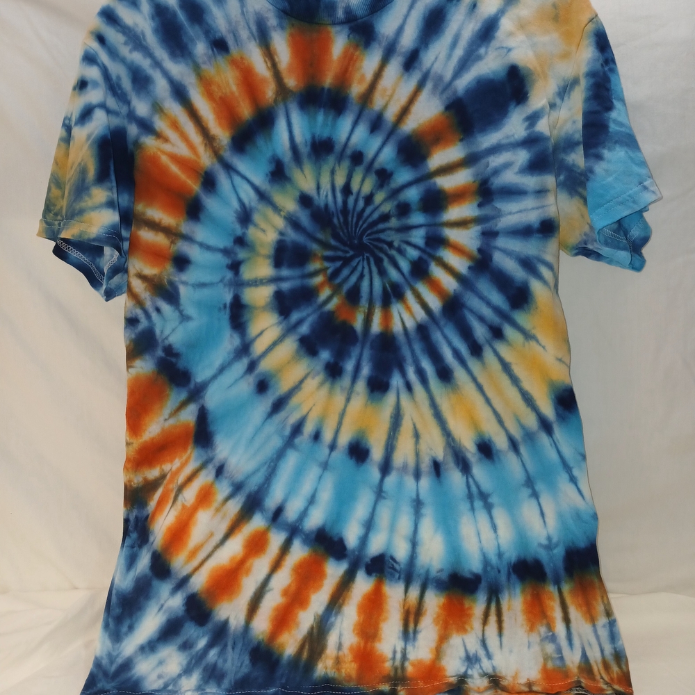 Tie-Dye Short Sleeve Tee - Blue, Orange, and White